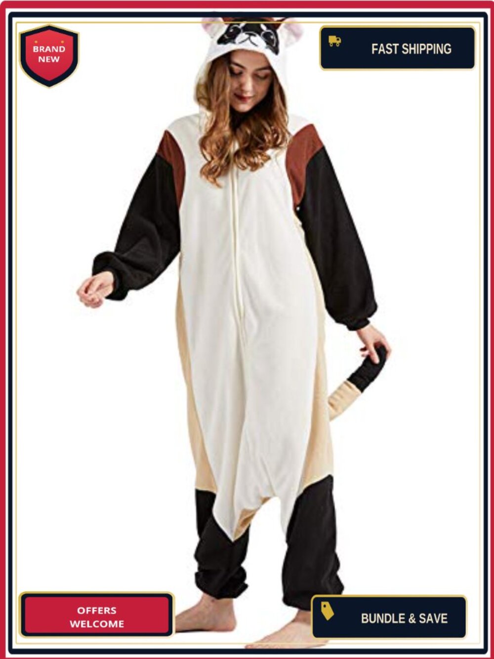 Adult Ferret Onesie Polar Fleece One-Piece Pajama Cosplay Costume